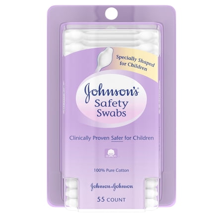 Johnson's Baby Safety Ear Swabs Made with Non-Bleached Cotton, 55 Count