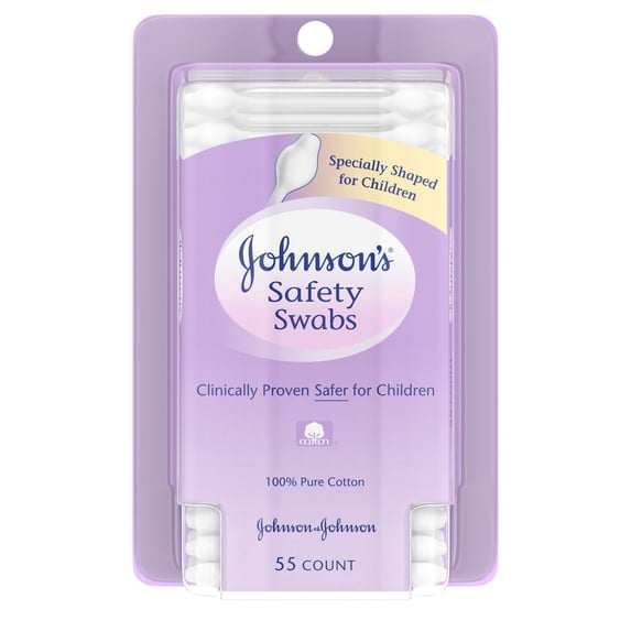 Johnson's Baby Safety Ear Swabs Made with Non-Bleached Cotton, 55 Count
