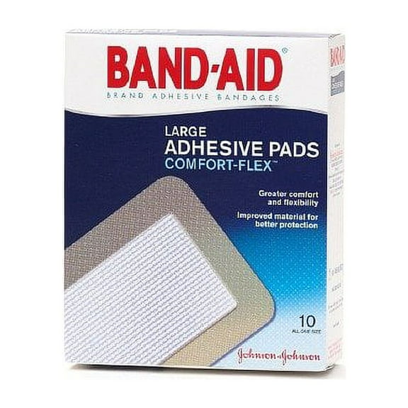 Johnson's Band-Aid Adhesive Pads All Purpose Comfort Flex Protection L, 10Ct, 2-Pack
