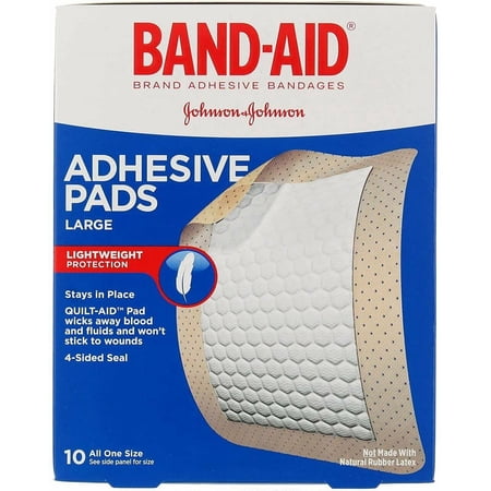 Johnson's Band-Aid Adhesive Pads Comfort Flex Protection L, 2 7/8"X 4", 10Ct