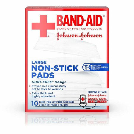 Johnson's Band Aid Non Stick Pads Extra Thick, Hurt Free, 10ct, 7-Pack
