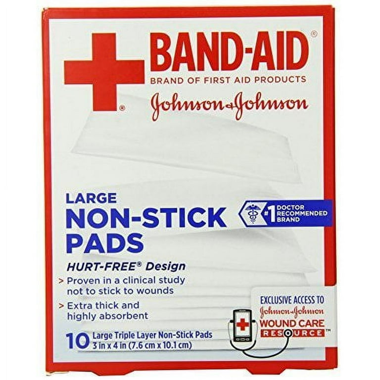 Johnson s Band Aid Red Cross Triple Layer Non Stick Pads 10 Ct