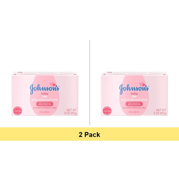 Johnson's Bar Soap Body Wash for Baby and Toddler, Gentle for Baby Bath and Skin Care, 3 oz - 2 Pack