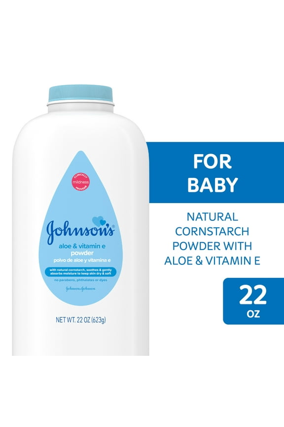 Cornstarch Unisex Powder for Baby and Toddler with Aloe & Vitamin E, 22 oz