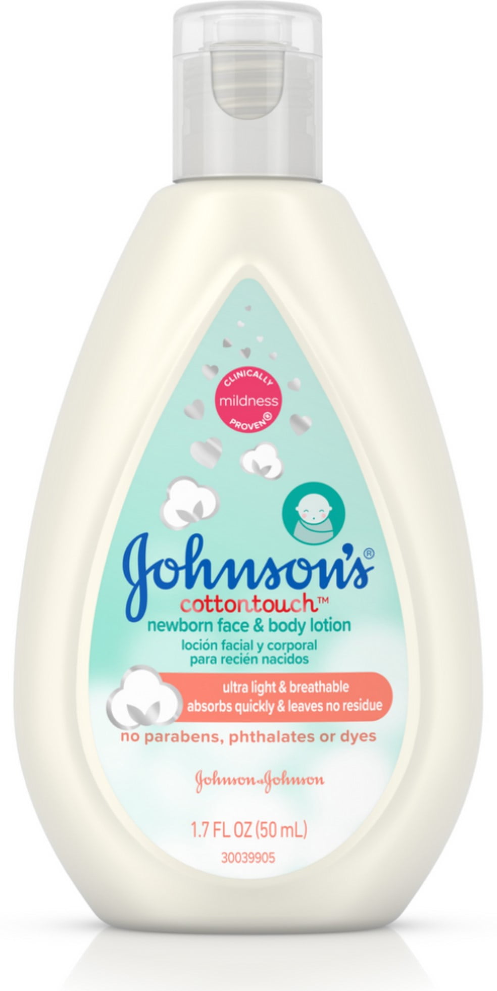 Johnson's CottonTouch Newborn Baby Face and Body Lotion, 1.70 fl oz
