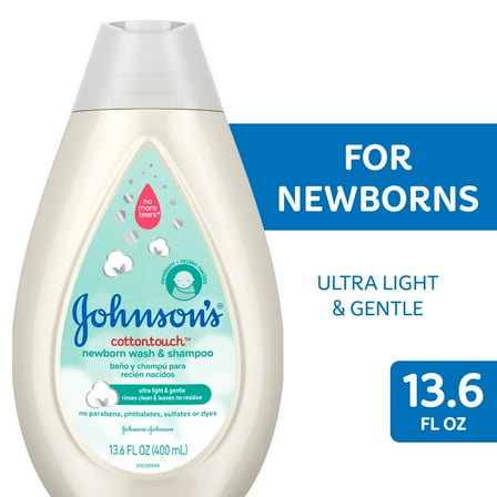 Johnson's CottonTouch for Newborn Baby and Toddler Bath Shampoo and Body Wash, 13.6 oz
