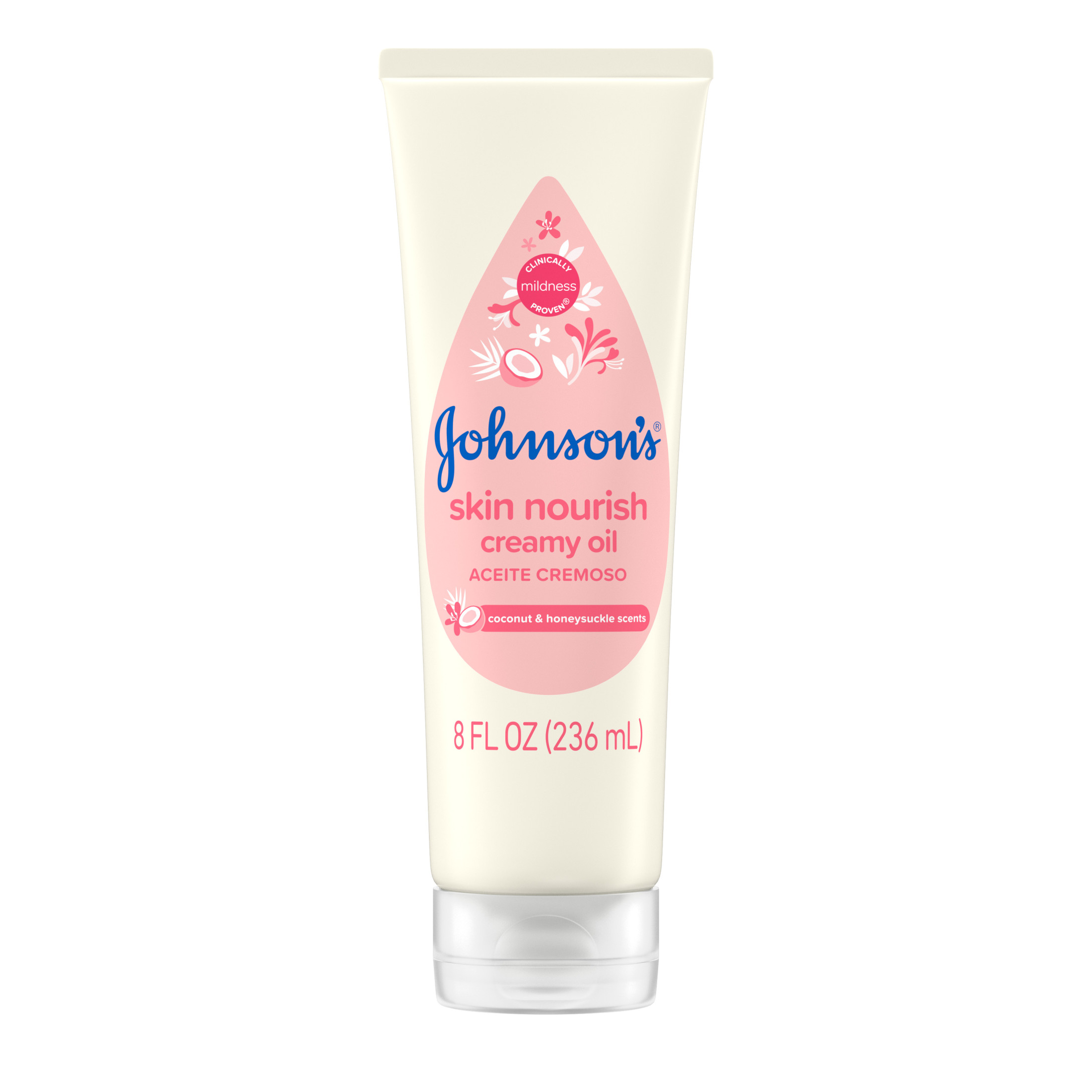 Johnson's Creamy Baby Body Oil, Coconut & Honeysuckle Scent, 8 fl. oz
