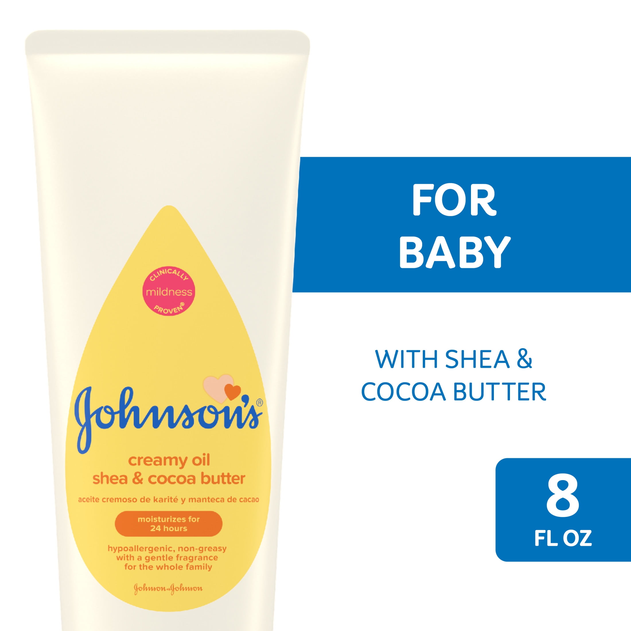 Johnson's Skin Nourish Baby Creamy Oil + Shea & Cocoa Butter Scents, 8 fl. oz
