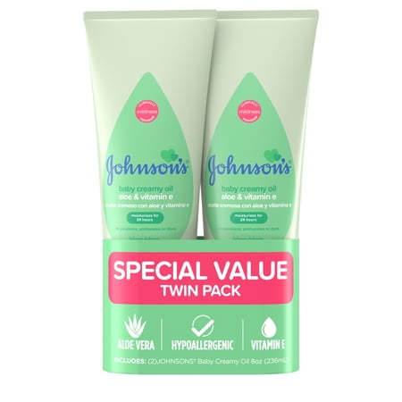 Johnson's Creamy Oil Moisturizing Baby Lotion, 8 fl. oz, Twin Pack