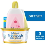Johnson's First Touch Baby Gift Set with Baby Lotion, Diaper Cream and Shampoo, 4 full size items