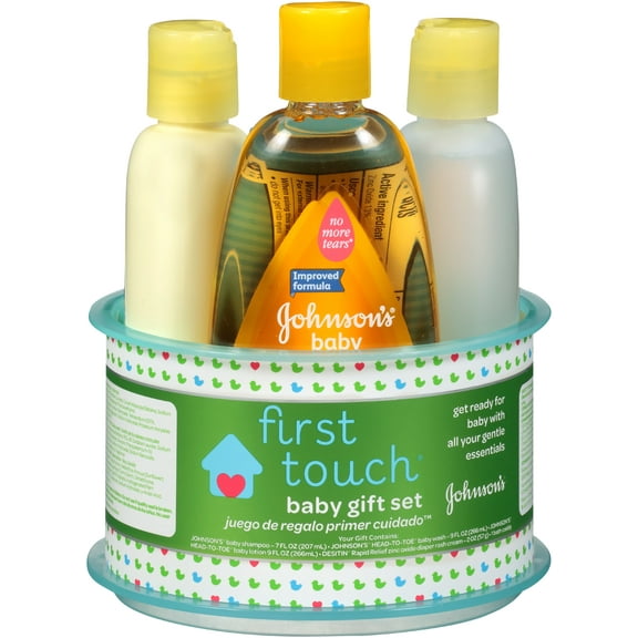 Johnson's First Touch Gift Set, Baby Bath and Baby Skin Care Products, 4 items