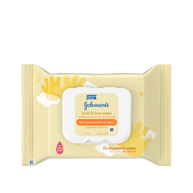 Johnson's Baby Hand Face Wipes, 25-Count, No More Tears, Paraben