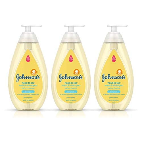 Johnson's Head-To-Toe Gentle Baby Body Wash & Shampoo, Tear-Free, Sulfate-Free & Hypoallergenic Bath Wash & Shampoo for Baby's Sensitive Skin & Hair, Washes Away 99.9% Of Germs 16.9 fl. oz Pack of 3