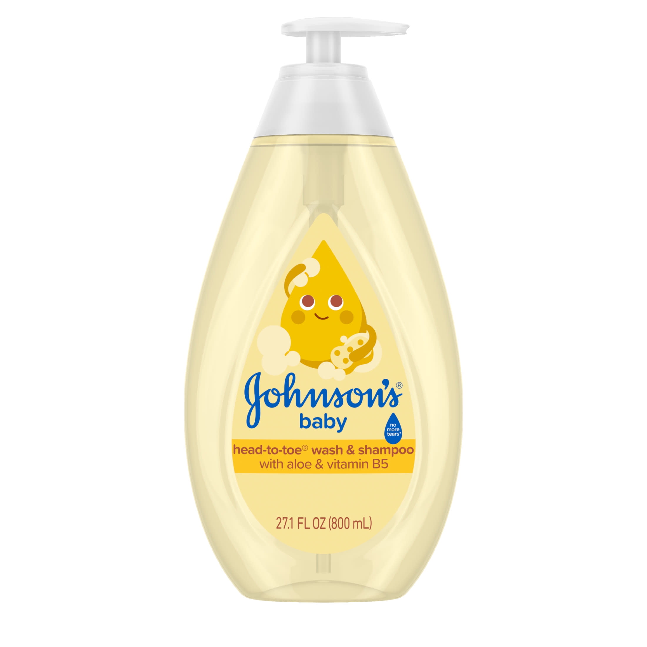 Johnson's Tear-Free Head-To-Toe Baby Body Wash & Shampoo, with Plant-Based Glycerin, 27.1 FL OZ