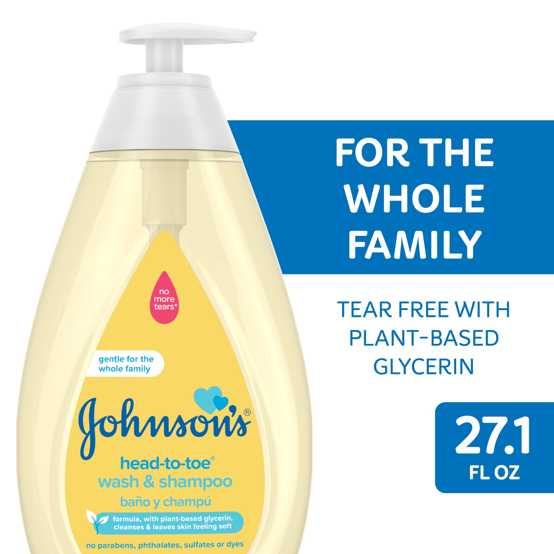Johnson's Head-To-Toe Tear-Free Baby Bath Body Wash and Shampoo, 27.1 oz