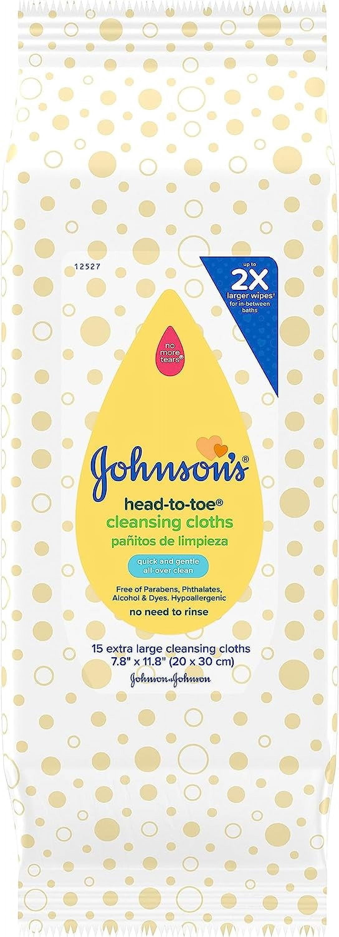 Johnson's HeadtoToe Gentle Baby Cleansing Cloths, Hypoallergenic and