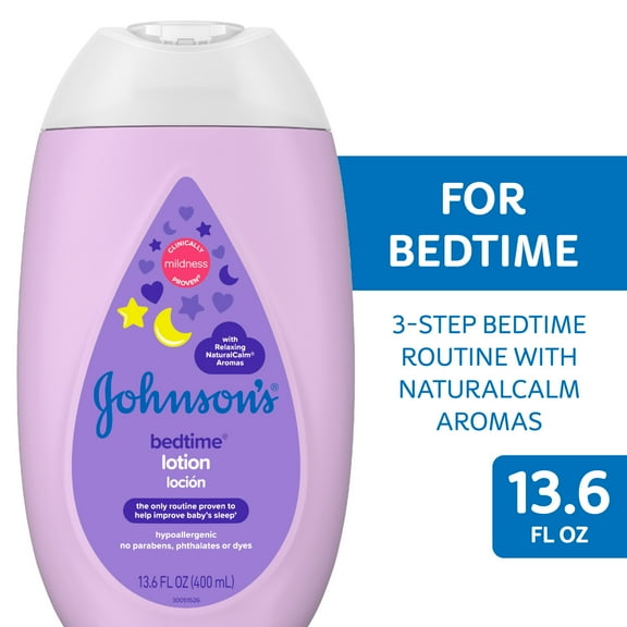 Johnson's Moisturizing Bedtime Body Lotion for Baby and Toddler, Paraben Free, 13.6 oz