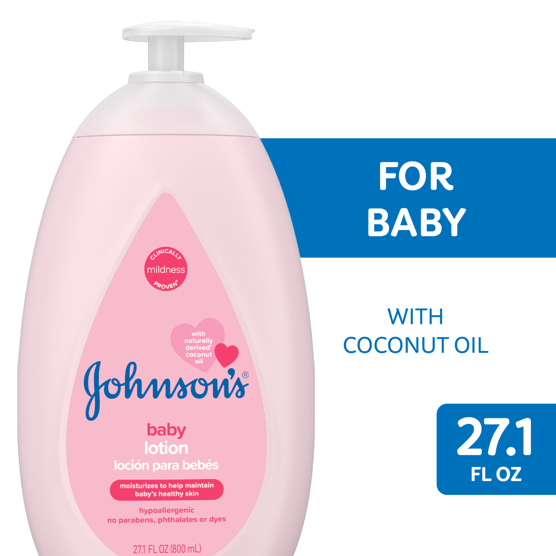 Johnson's Moisturizing Pink Baby Body Lotion with Coconut Oil, 27.1 oz - image 1 of 9