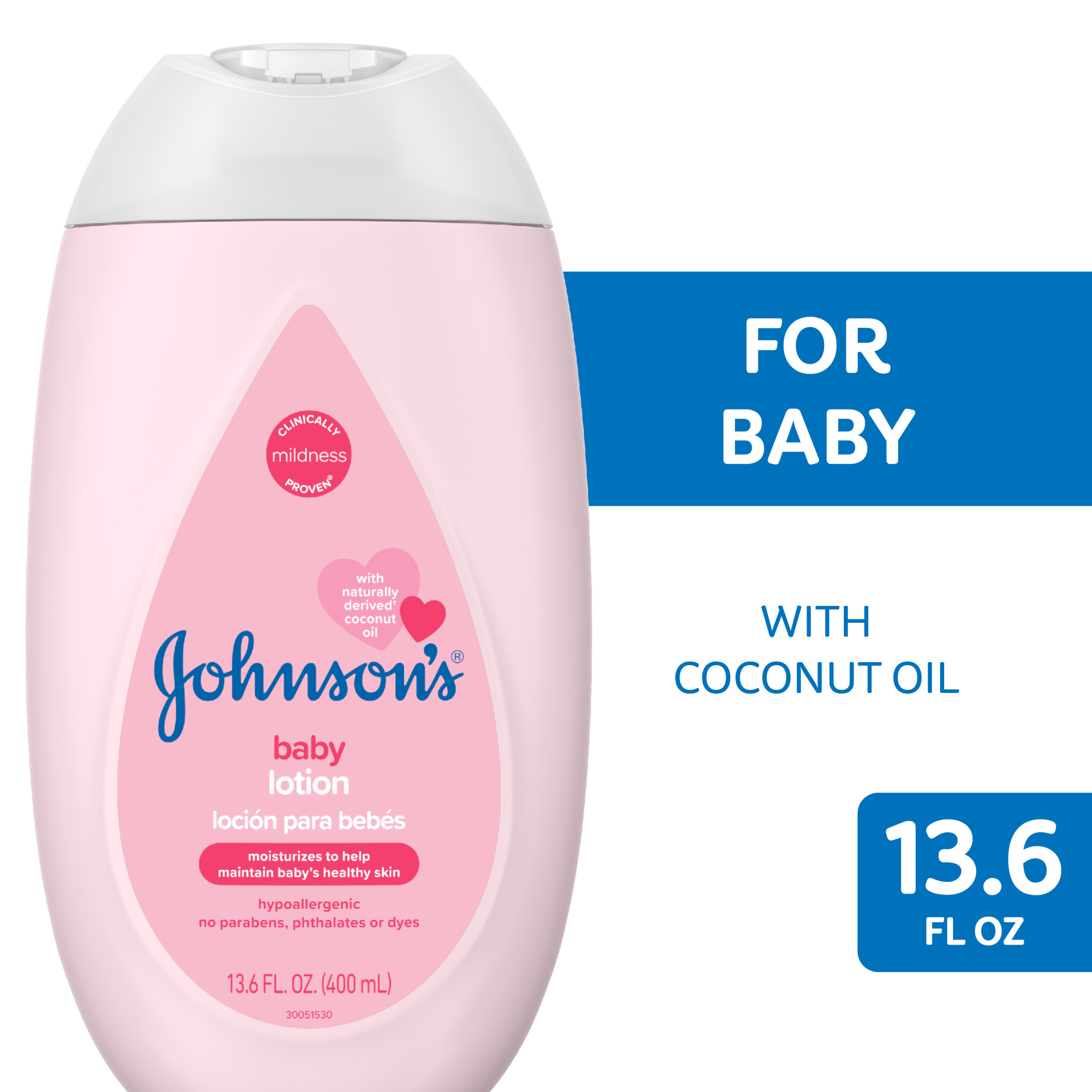 Johnson's Moisturizing Pink Baby Lotion with Coconut Oil, 13.6 fl. oz - image 1 of 3