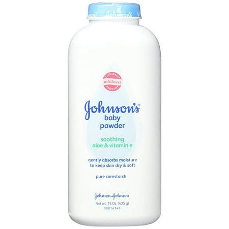 Johnson's Pure Cornstarch Baby Powder Soothing Aloe & Vitamin E 15oz Each
