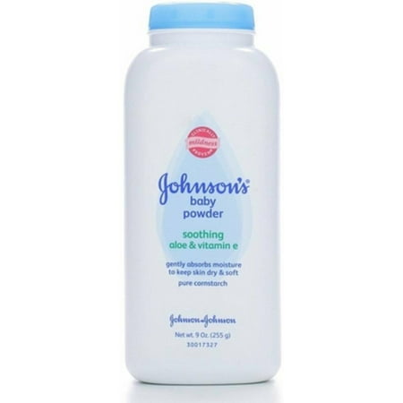 Johnson's Pure Cornstarch Baby Powder Soothing Aloe & Vitamin E, 9oz, 3-Pack