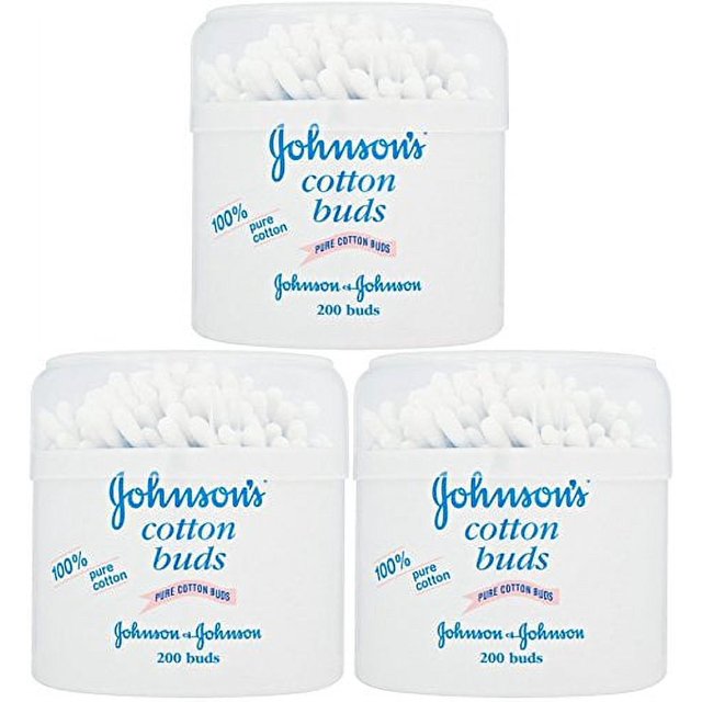 Johnson's Pure Cotton Swabs, 200 Count (Pack of 3)