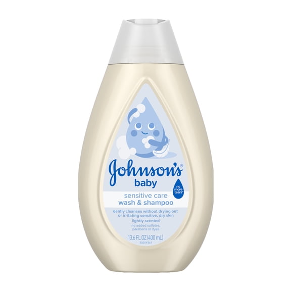 Johnson's Sensitive Care Baby Wash & Shampoo, Light Scent, 13.6 fl. oz