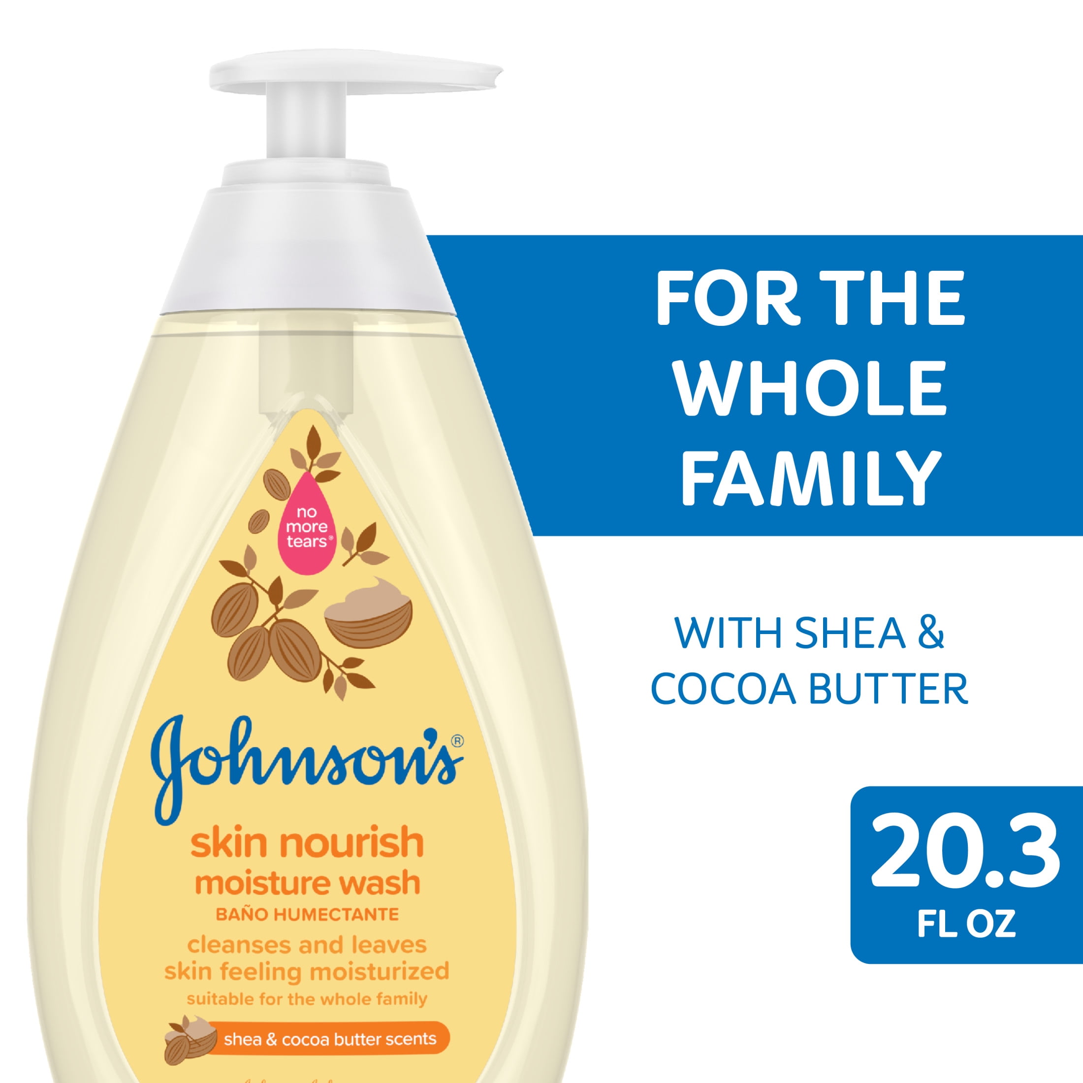 Johnson's Skin Nourish Moisture Tear-Free Soap and Infant Baby Bath Body Wash, Shea and Cocoa Butter, 20.3 oz