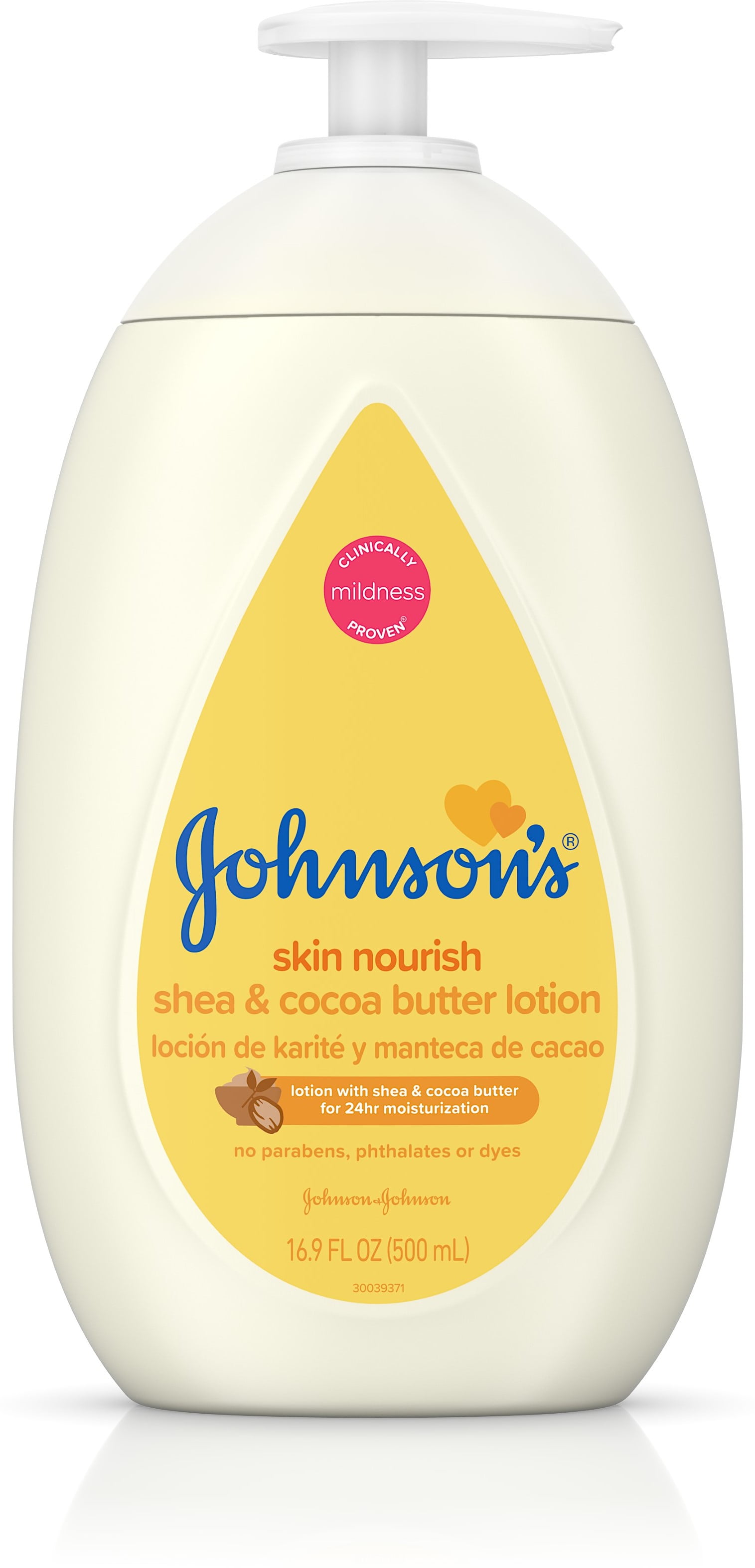 Johnson's Skin Nourish Moisturizing Lotion, Cocoa Butter \u0026 Shea, 16.9 fl oz (4 pack)