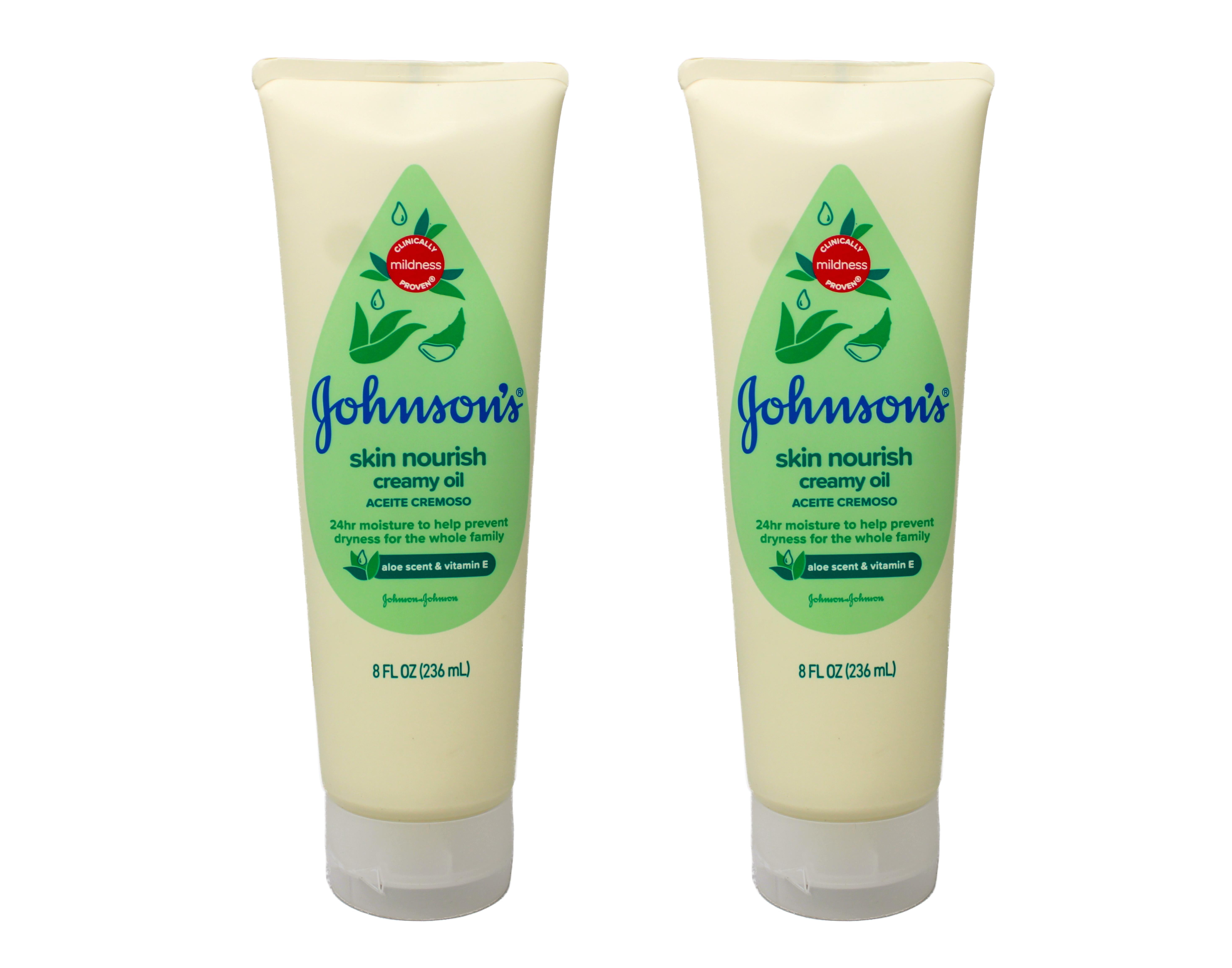 Johnson Aloe And Vitamin E Oil Johnsons Baby Creamy Oil Aloe Vera & Vitamin-E 8 Ounce (236ml) (2 Pack
