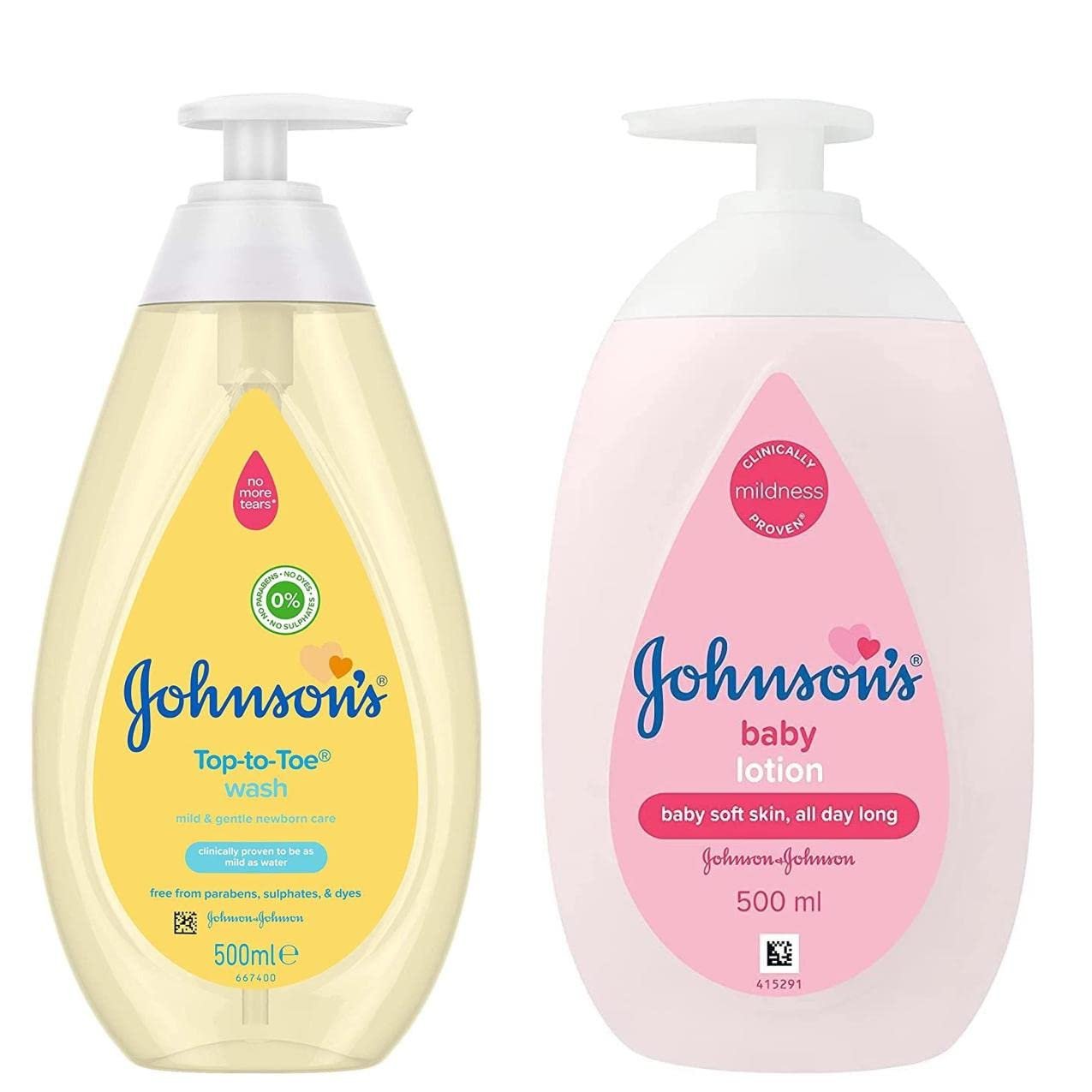 Johnsons Baby Shampoo Head to Toe Wash + Johnsons Baby Lotion 500ml - image 1 of 2