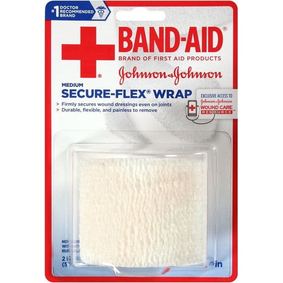 Johnsons and Johnsons Band Aid Secure-Flex Wrap Durable, Flexible, and Painless to Remove Medium 6 Pack