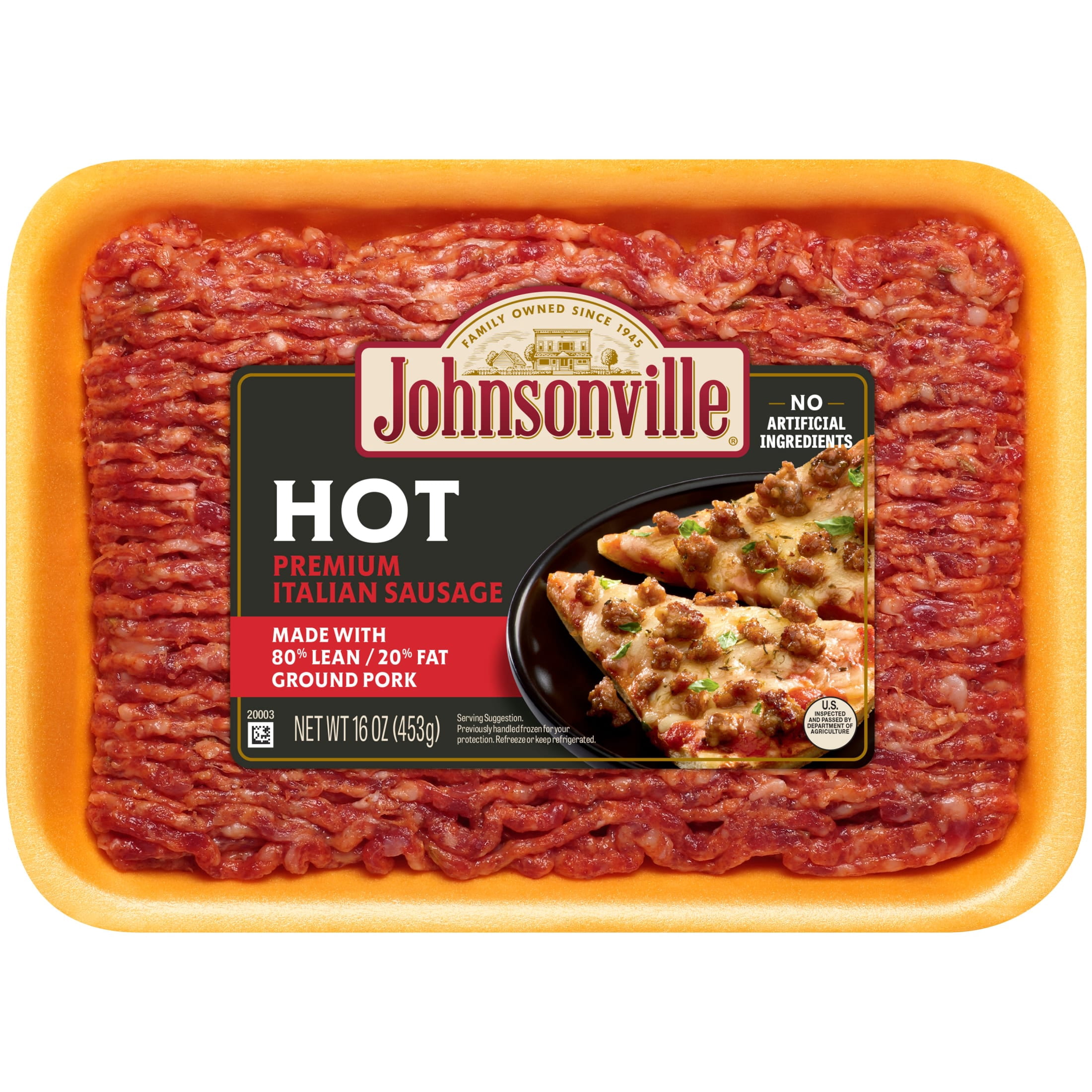 Johnsonville, Hot Italian Ground Pork Sausage, 80% Lean/20% Fat