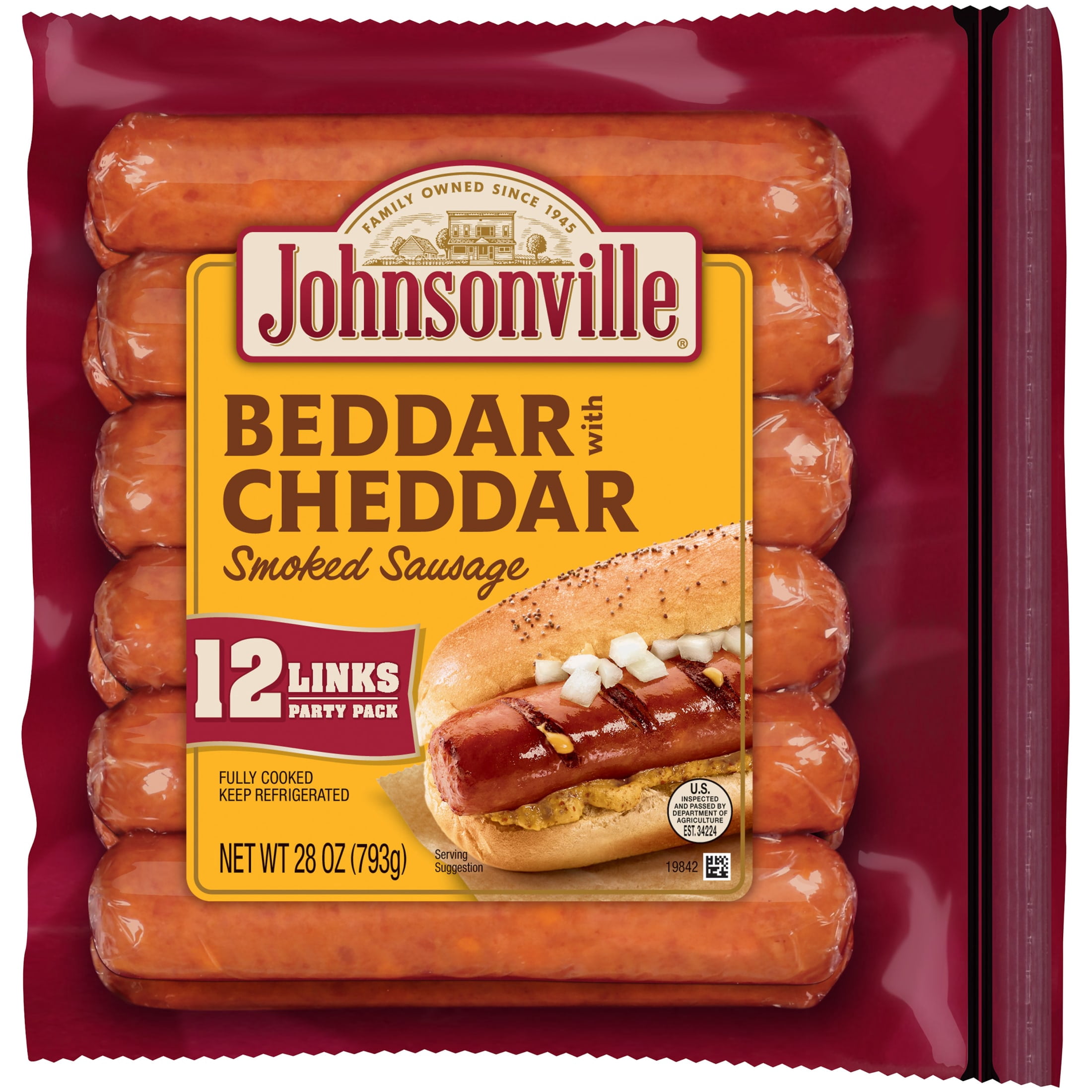 Johnsonville Beddar With Cheddar Smoked Sausage, 12 Links, 1 lb 12