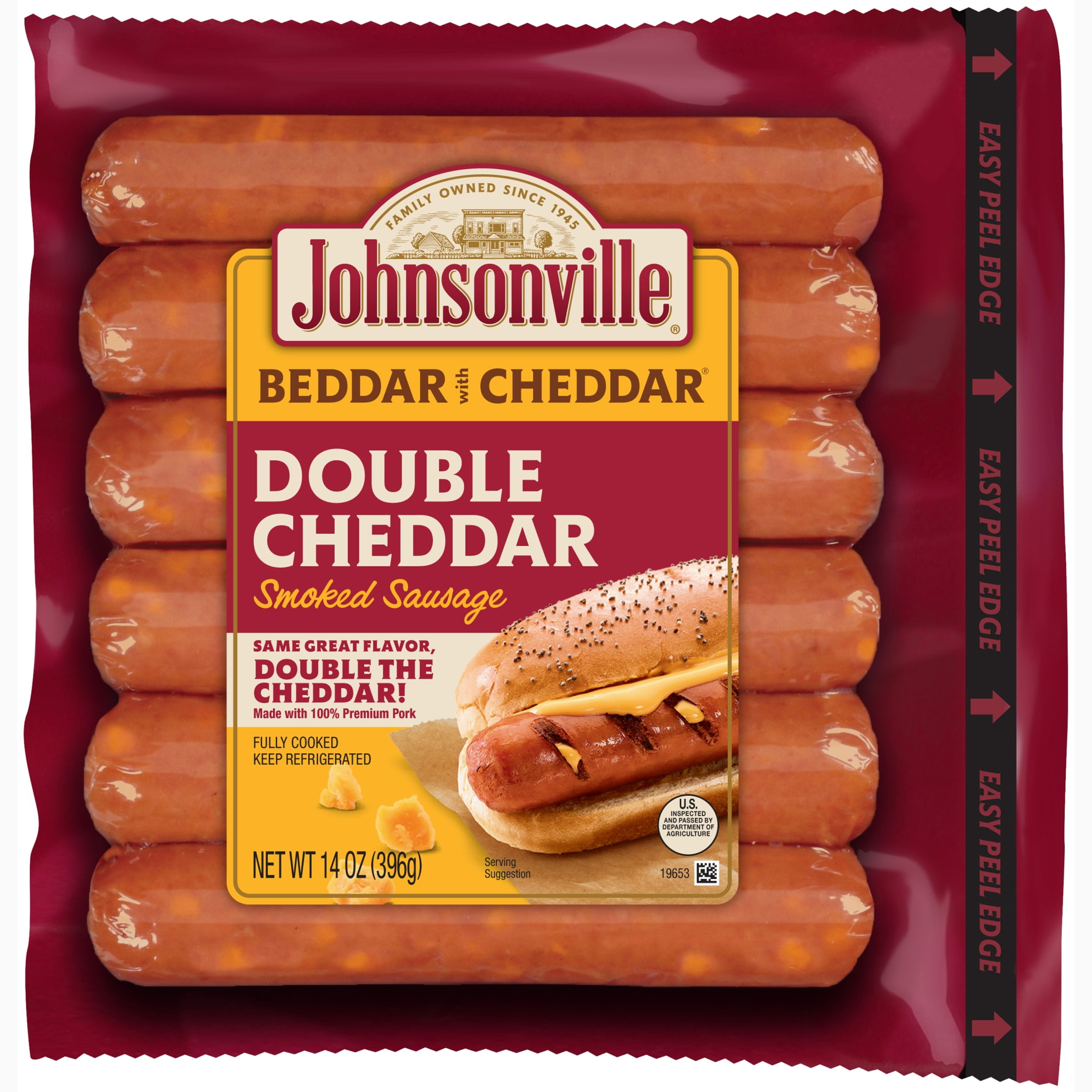 Johnsonville Beddar with Double Cheddar Smoked Pork Sausage & Cheddar Cheese 14oz Package (Refrigerated)