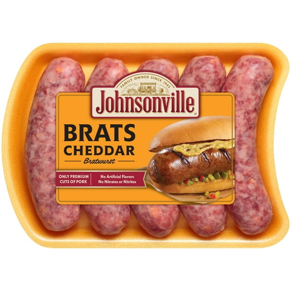 Johnsonville Cheddar Pork Bratwurst Links, 19 oz, (5 Count) Refrigerated