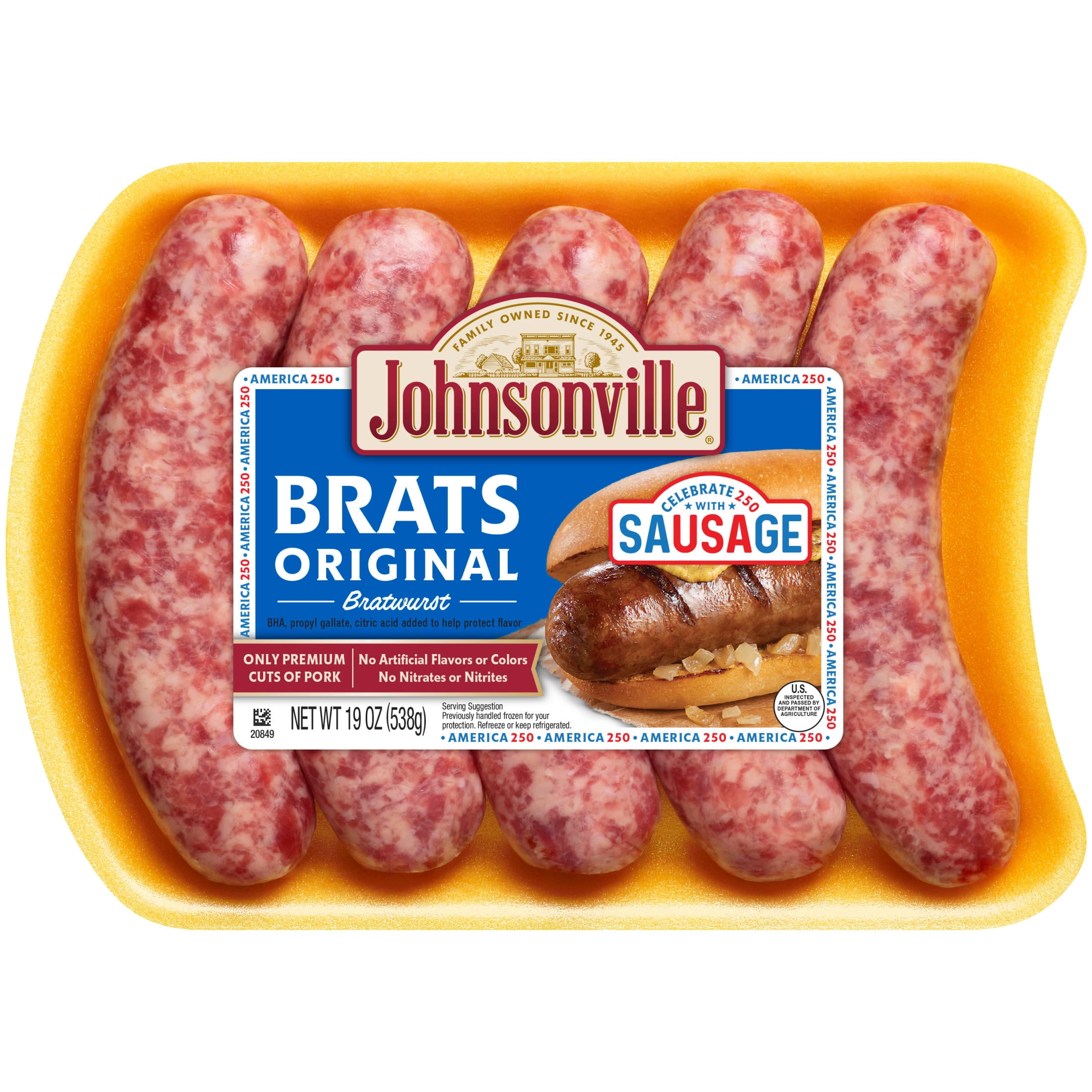 Johnsonville Brats Original Pork Bratwurst Links, 19 oz  (5 Count) Refrigerated