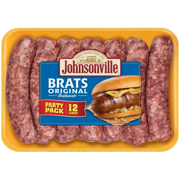 Johnsonville Brats Original Pork Bratwurst Links Party Pack, 2.85 lbs (12 Count)  Refrigerated