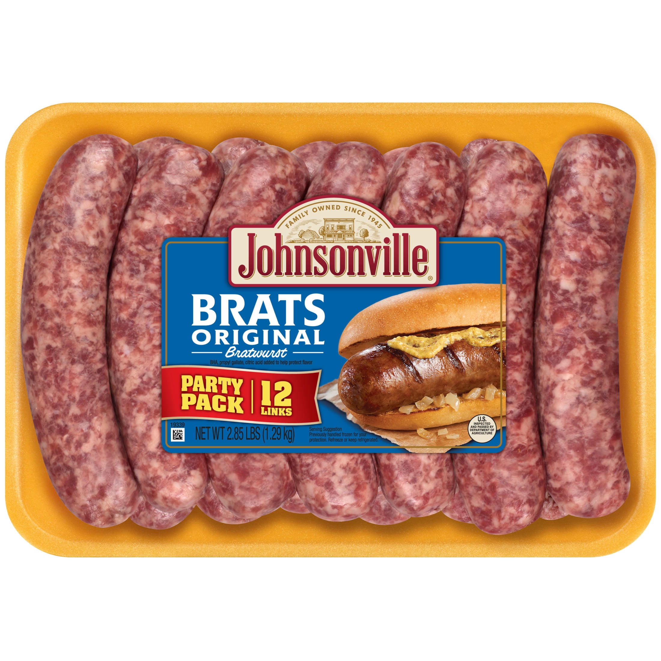 Johnsonville Brats Original Pork Bratwurst Links Party Pack, 2.85 lbs (12 Count)  Refrigerated