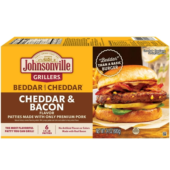 Johnsonville Cheddar & Bacon Pork Sausage Patties, 24 oz  (6 Count) Refrigerated