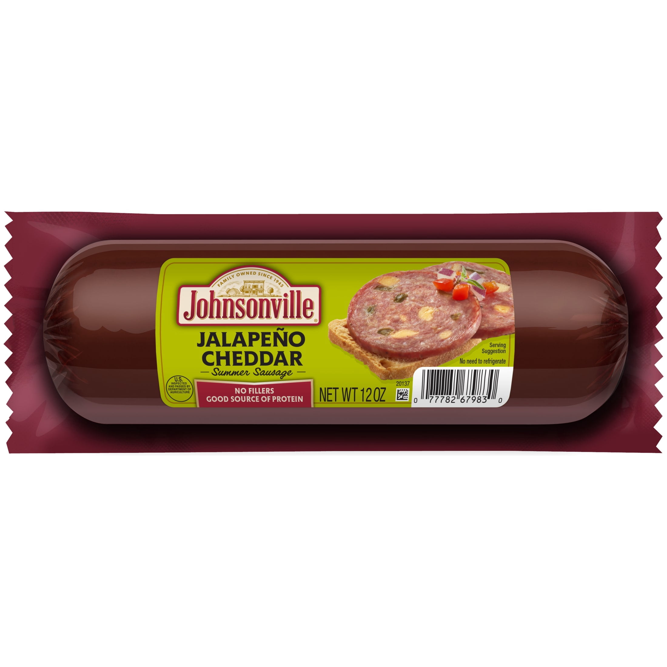 Johnsonville Jalapeno Cheddar Snack Summer Sausage Pork & Beef Chub - 12 oz Package