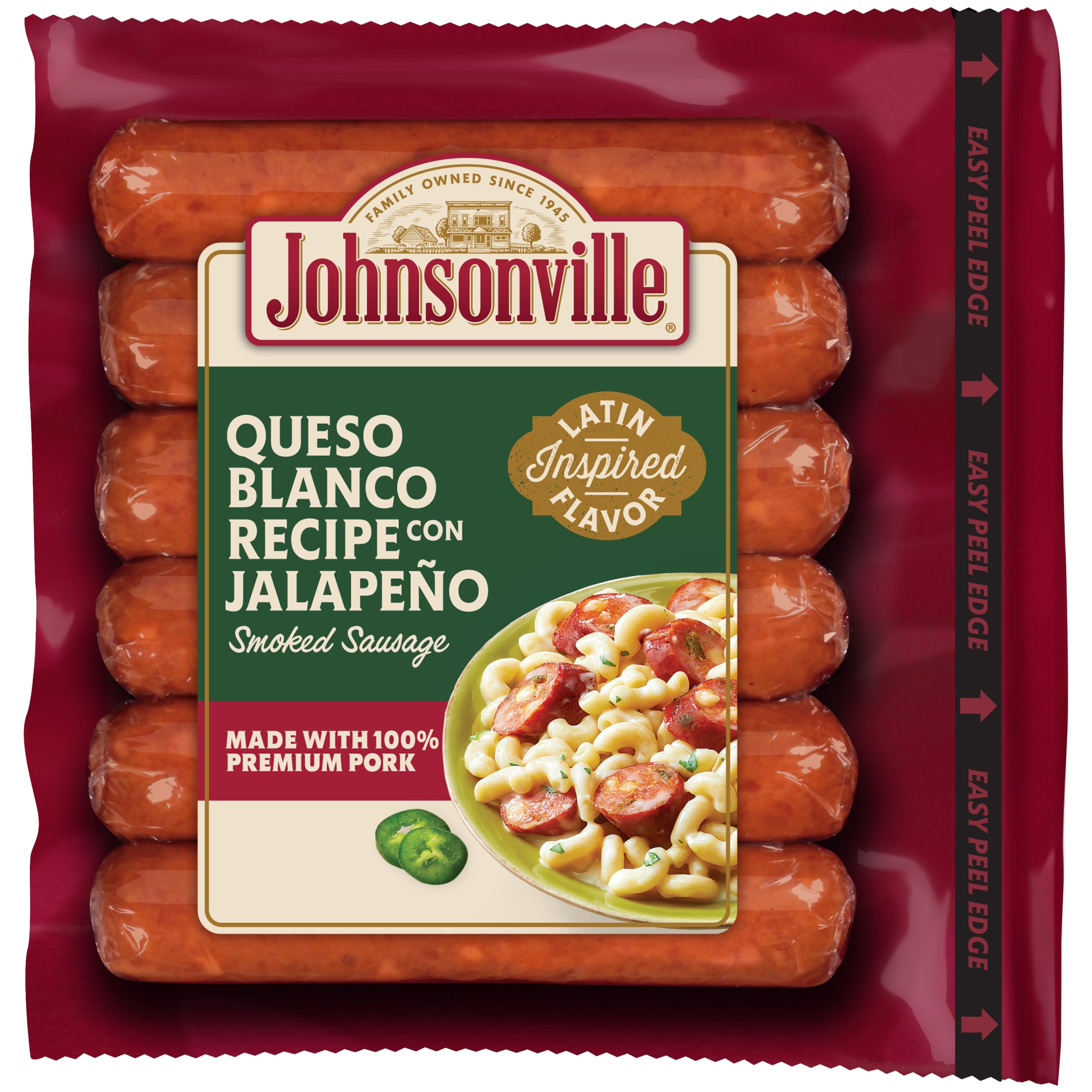 Johnsonville Cooked Queso Blanco Pork Sausage Links 14oz Package