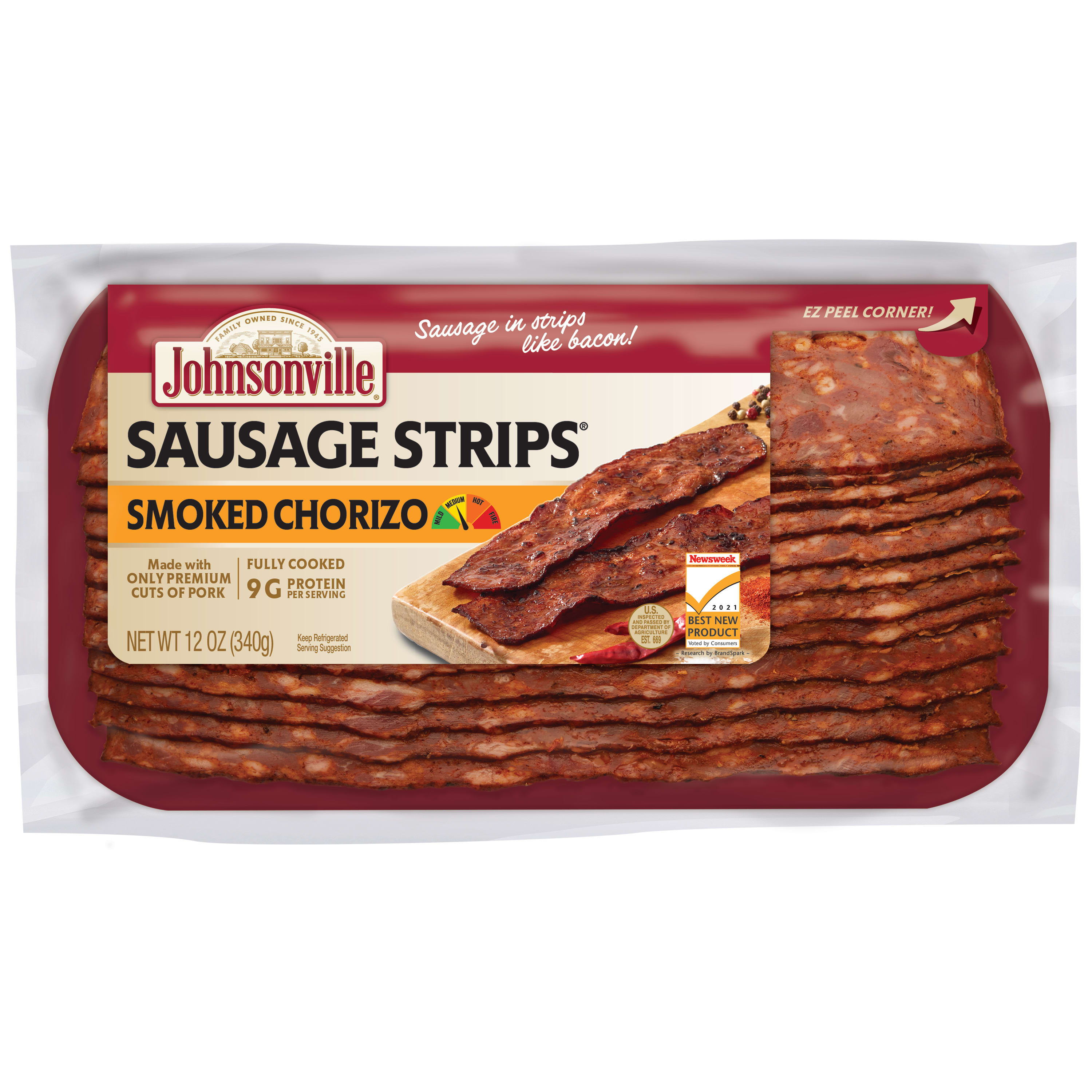 Johnsonville Cooked Smokey Chorizo Pork Sausage Strips 12 oz Package