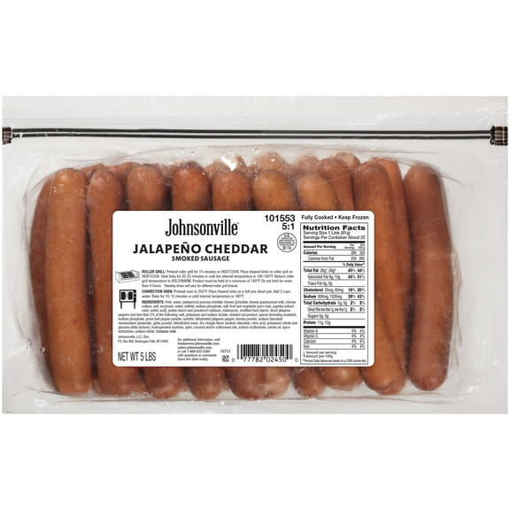 Johnsonville Jalapeno and Cheddar Sausage, 80 Ounce -- 2 per case.