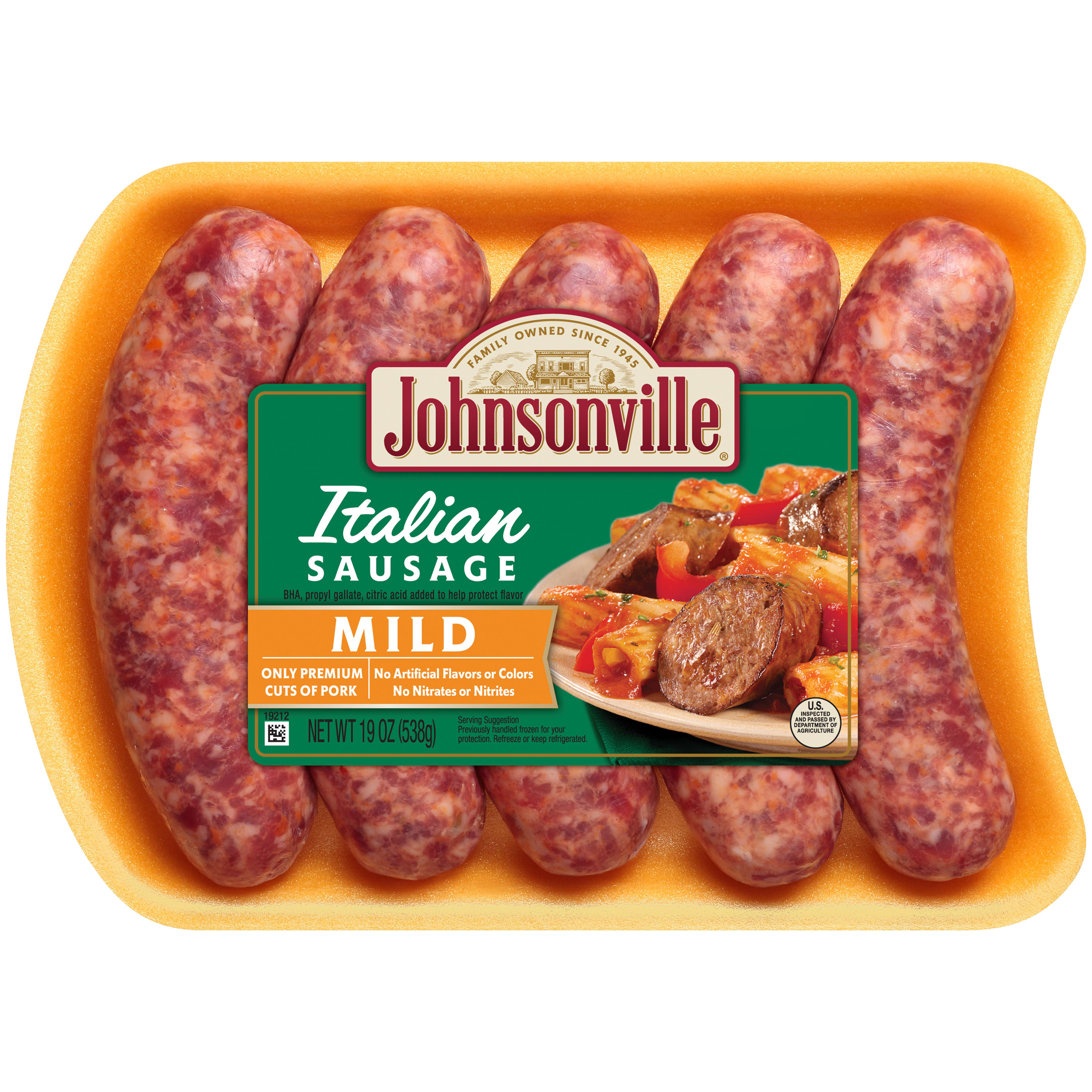 Johnsonville All Natural Mild Italian Ground Pork Sausage, 1 lb Tray