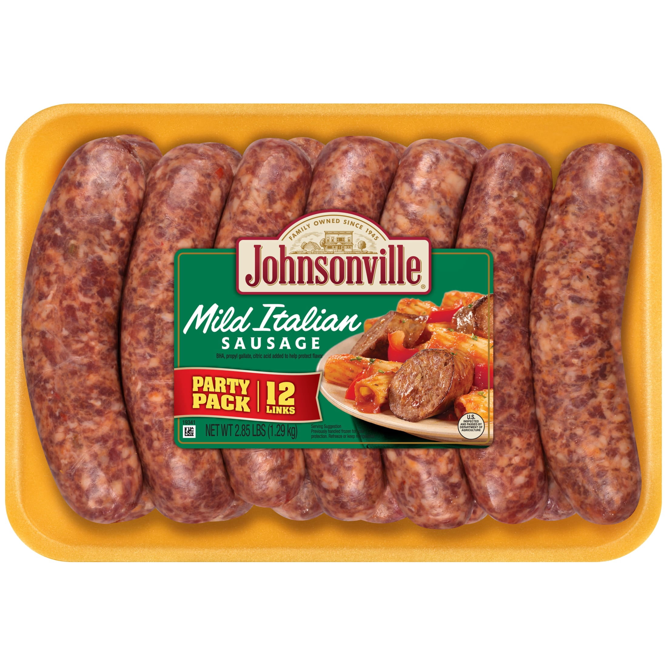 Johnsonville Mild Italian Pork Sausage Links Party Pack, 2.85 lbs, (12 Count) Refrigerated