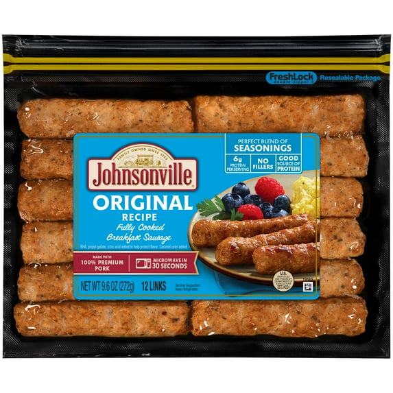 Johnsonville Fully Cooked Pork Breakfast Sausage Links, 9.6oz (12 count), Refrigerated