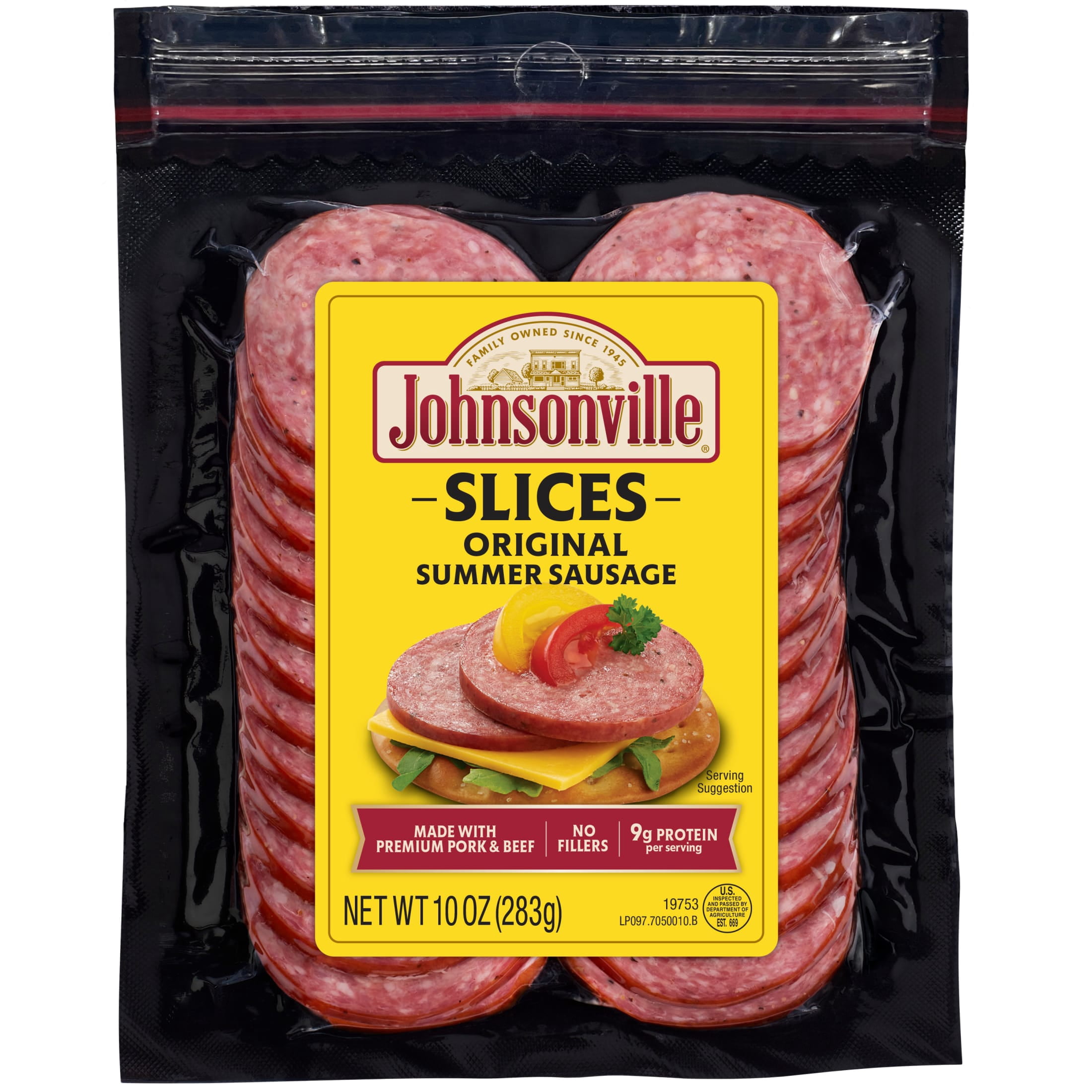 Johnsonville Original Pork Summer Sausage Slices 10 oz Package
