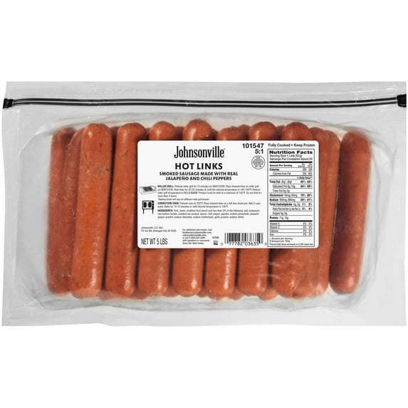 Johnsonville Skinless Hot Links, 80 Ounce -- 2 per case.