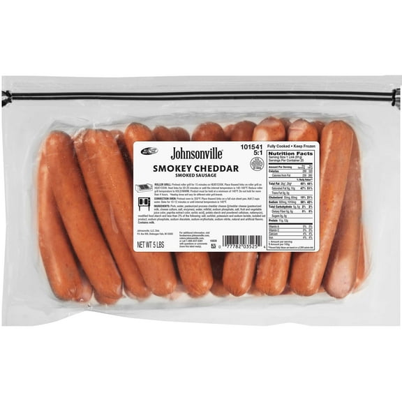 Johnsonville Skinless Smokey Cheddar Sausage, 80 Ounce -- 2 per case.